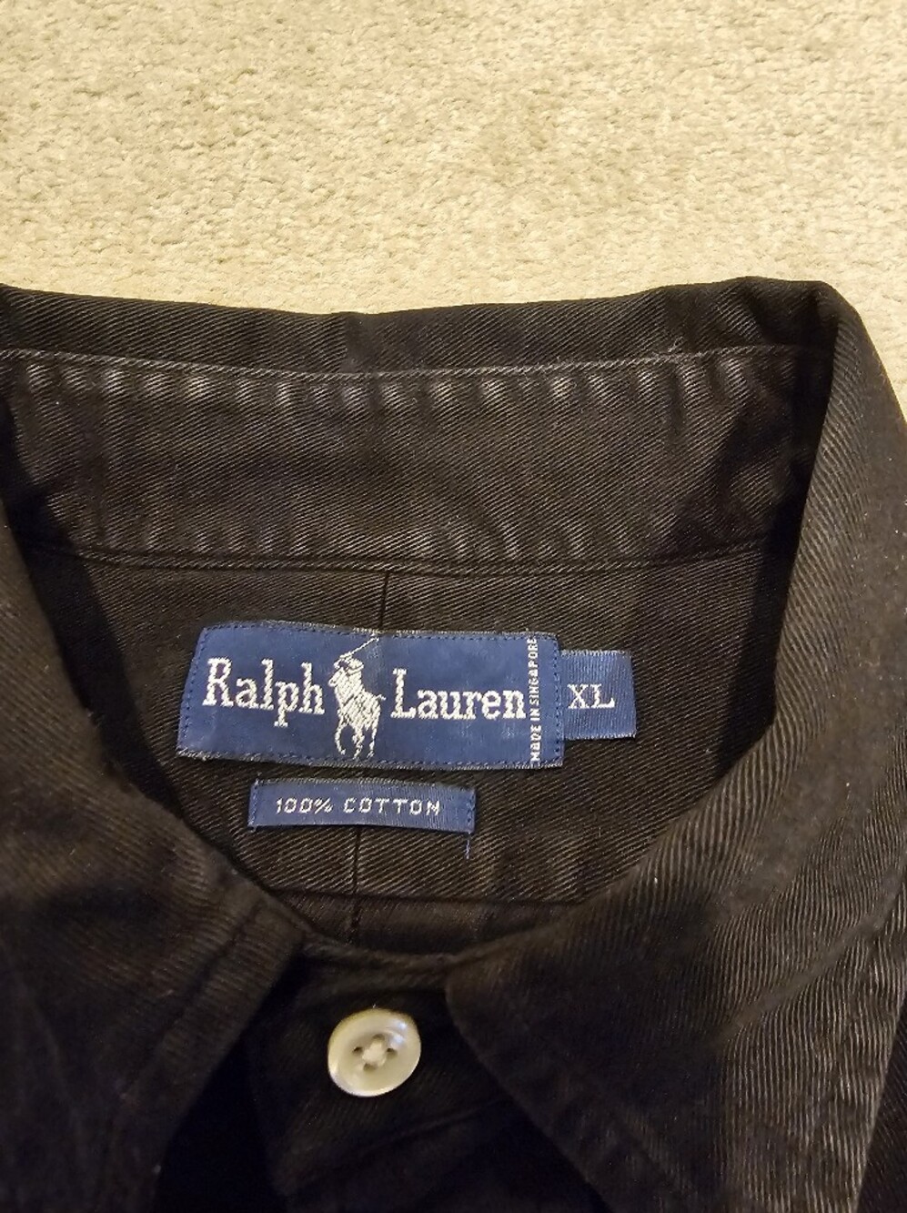 Ralph Lauren Black Cotton Collared Shirt